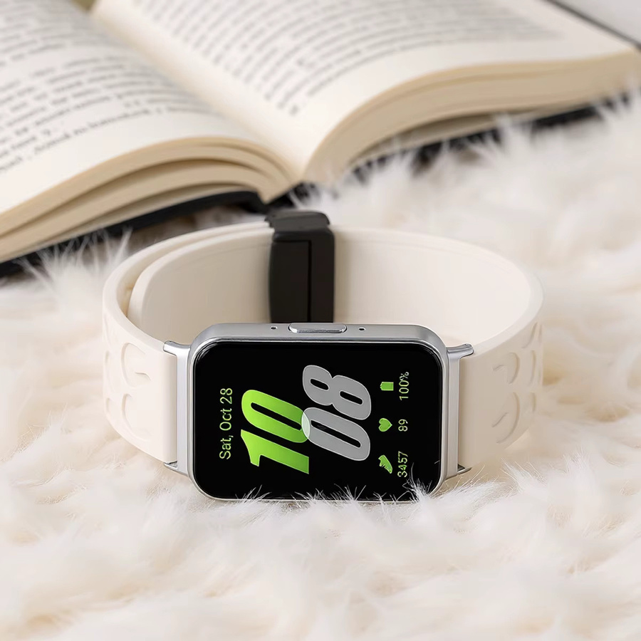 CAOWTAN Silikon-Sportarmband mit magnetischer Faltschließe für Samsung Galaxy Fit3 in Silber und Rot - Bild 5