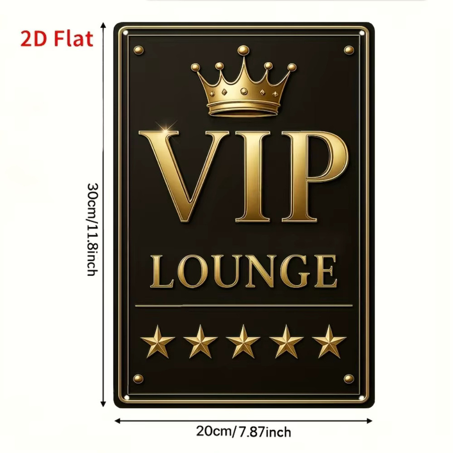HELLOYOUNG VIP-Lounge-Schild aus Metall mit goldenem Kronen-Design in Schwarz und Gold, Wandkunst für Büro und Restaurant, B/H: 30 x 20 cm - Bild 2