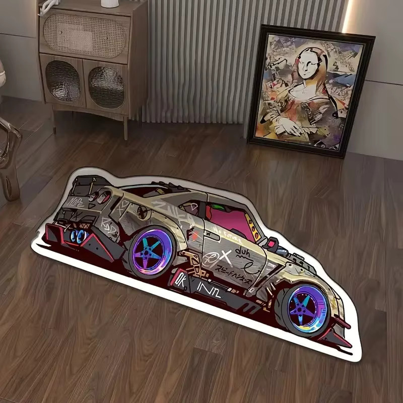 VIKAMA Cooler Rennwagen-Teppich als dekorative Bodenmatte für das Kinderzimmer oder Wohnzimmer - Bild 3