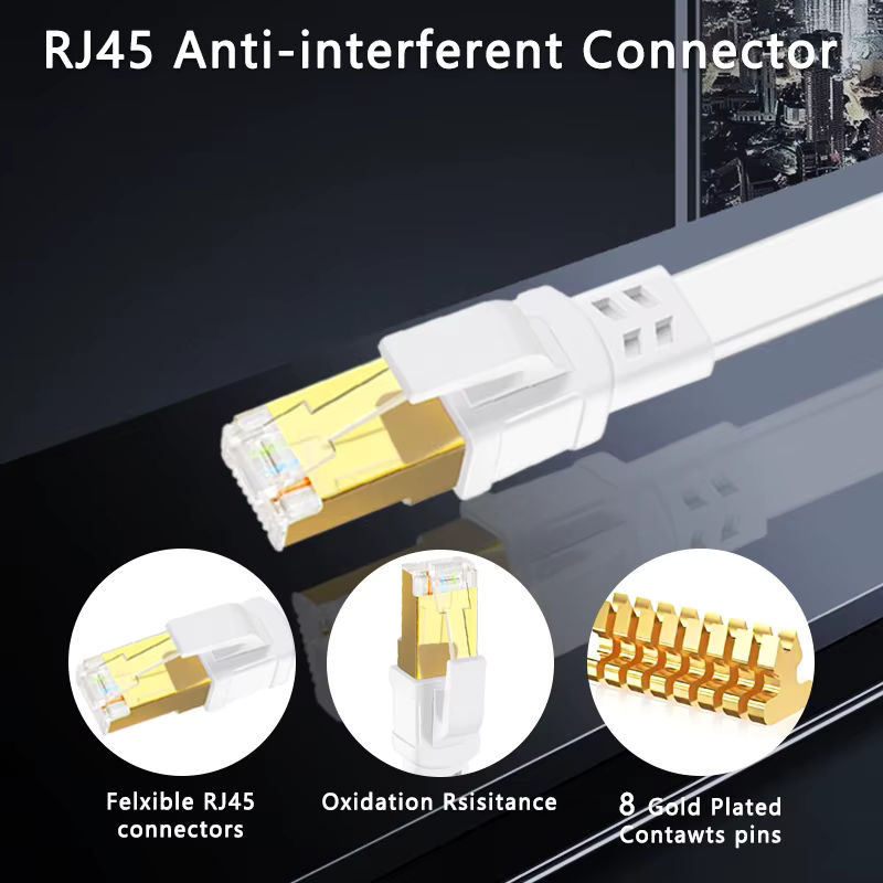 D-Sunty Ethernet-Kabel Cat 8 mit RJ45-Stecker, abgeschirmtes LAN-Patchkabel, Farbe: Weiß - Bild 4