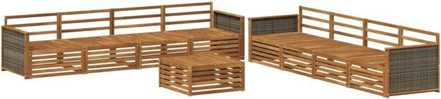 vidaXL Outdoor-Sofagarnitur aus Massivholz Akazie in Braun, 9-teiliges Set - Bild 1