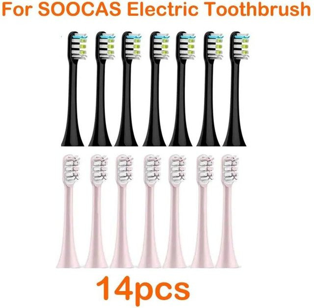Soocas Ersatzbürstenköpfe für X3/X3U/X5, 14 Stück, Black und Pink - Bild 1