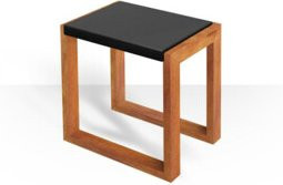 Hoesch Badhocker aus wasserbeständigem Doussieholz in Schwarz, B/T/H: 45,6 x 31,0 x 45,6 cm