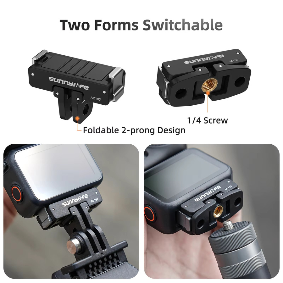 DJI Magnetische Schnellwechsel-Adapterhalterung für OSMO Action 6 und OSMO NANO in Schwarz mit 1/4 Zoll Schraube - Bild 4