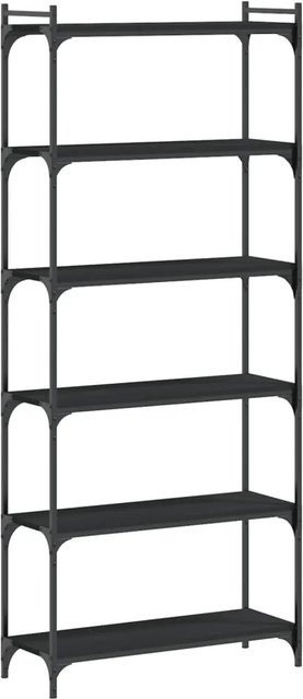 vidaXL Bücherregal in Schwarz mit 6 Böden im Industrial Design, B/T/H: 80 x 30 x 188 cm - Bild 1