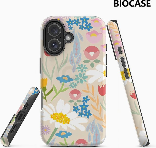 Pastell Wildflower Meadow Handyhülle für iPhone 17 16 15 14 13 12 11 Pro Max Plus mit doppelschichtiger Rückseite in Multicolour - Bild 1
