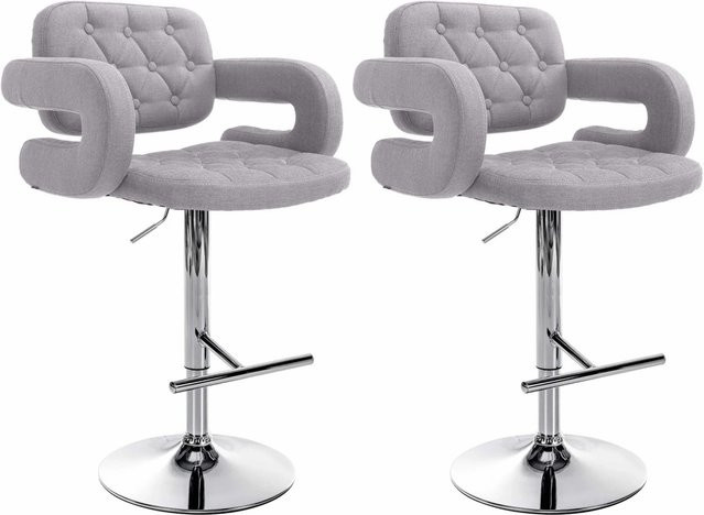 CLP 2er Set Barhocker Dublin in Grau mit Stoffbezug und Armlehnen - Bild 1