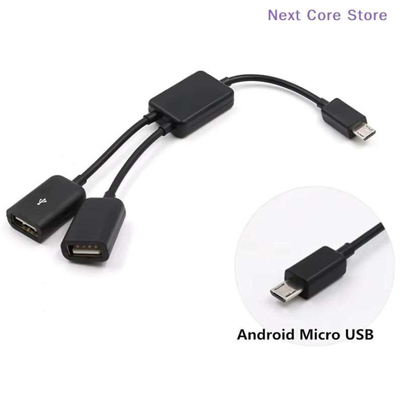 eelhoe Dual Micro USB OTG Hub Host-Adapterkabel für Tablet-PC und Smartphone, Schwarz - Bild 2