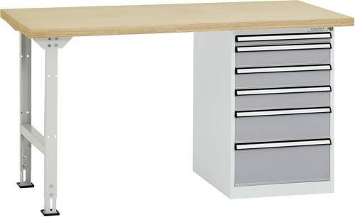 Manuflex TP5089.9006 Werkbanksystem in Alusilber mit Stahl und Gummi, B/T/H: 300 x 150 x 80 cm - Bild 1