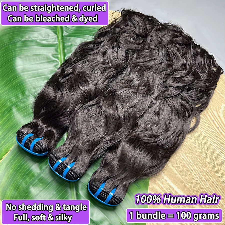 sheunicus Haarbündel, vietnamesisches Echthaar, gewellt, schwarz, Unisex - Bild 3