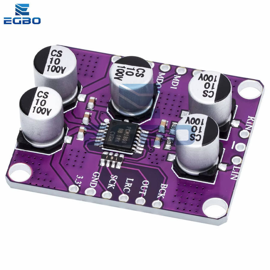 EGBO PCM1808 Audio Stereo ADC Decoder Modul 24bit mit 105dB SNR in Violett - Bild 3