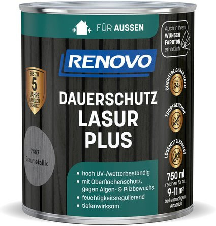 RENOVO Dauerschutzlasur PLUS Metallic grau 750 ml - Bild 1