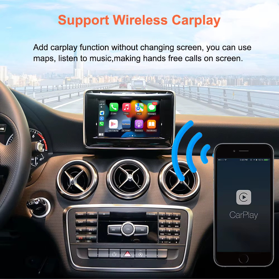 AUTOABC Wireless CarPlay und Android Auto Modul für Mercedes Benz A B C E Klasse GLA CLA GLK NTG4.5 in Schwarz - Bild 2