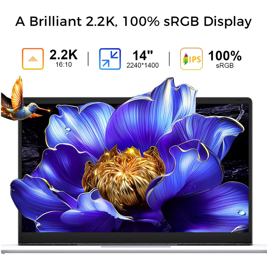 Ninkear S14 Laptop Silber mit AMD Ryzen 5 7535HS, 14 Zoll 2.2K 100% sRGB Display, 16GB DDR4, 1TB SSD, Windows 11 Pro, Wi-Fi 6 und Bluetooth 5.2 - Bild 4
