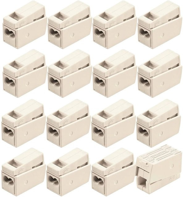 WAGO 224 Leuchtenklemmen Set, 2-polig, 1-2,5 mm², 3 Klemmstellen, 16 Stück, weiß - Bild 1