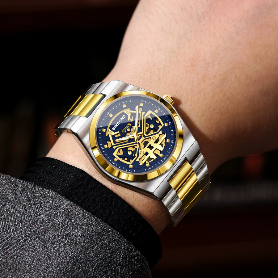 BINBOND Armbanduhr Quarz, Edelstahl, Blau, Herren - Bild 3