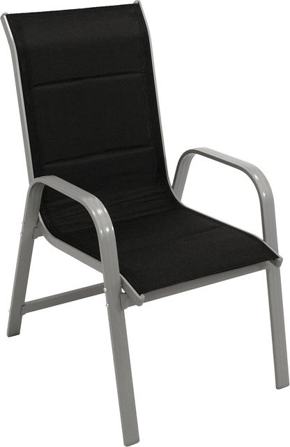 DEGAMO Stapelsessel CESANO Set aus 2 Stück, Aluminium silbergrau mit gepolsterten Textilgewebe-Sitzkissen in Schwarz - Bild 1