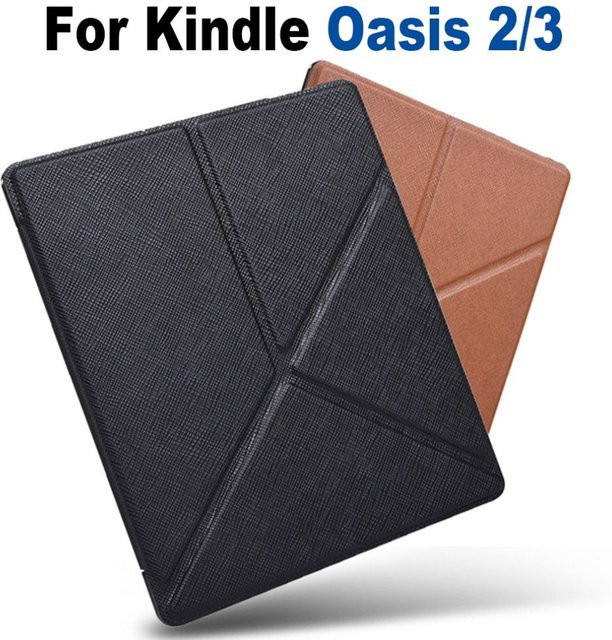 Smart Cover PU Leder Folio Stand Case für Amazon Kindle Oasis 2/3, 7 Zoll E-Book Reader Hülle, Schwarz - Bild 1