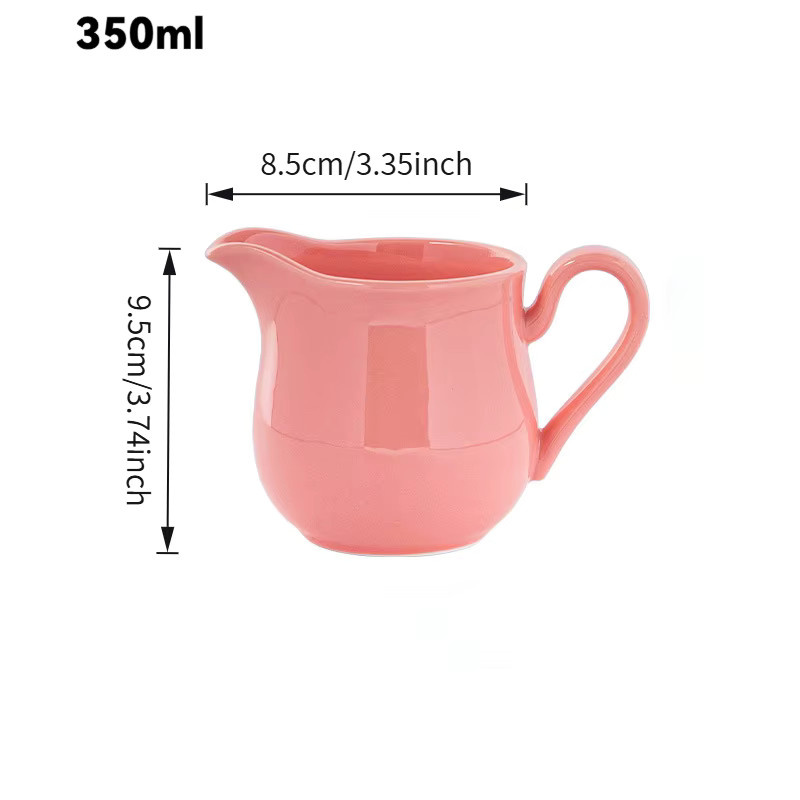 Yolife Keramik-Milchaufschäumkrug Set in Weiß und Pink, 2 Stück, Volumen: 230 ml und 350 ml - Bild 3