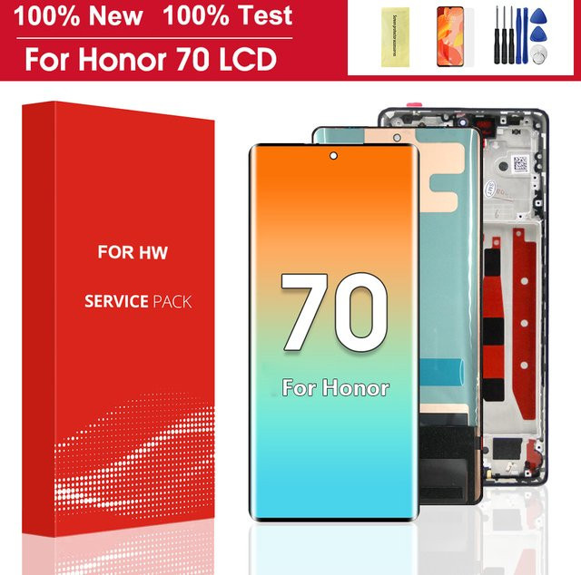Honor 70 LCD Display Touchscreen Digitizer Montage Ersatz mit Rahmen in Schwarz - Bild 1