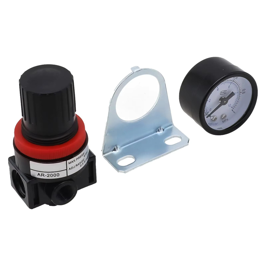 Druckregler mit Manometer für Luftkompressoren von LEENKEA in Schwarz mit 1/8 Zoll NPT Innengewinde und 1/4 Zoll NPT Anschluss - Bild 3