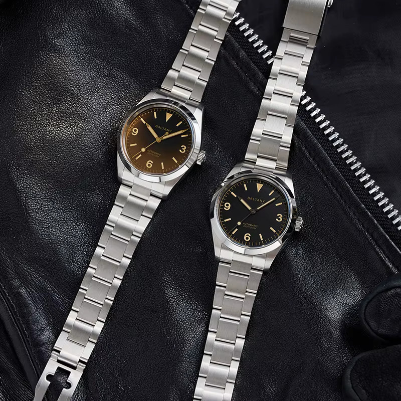 Baltany Armbanduhr, Handaufzug, Edelstahl, 39 mm, Herren, Schwarz - Bild 2