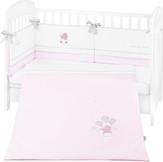 Kikkaboo Babybettwäsche Set Dream Big 3-teilig aus 100% Baumwolle in Pink mit Bettdecke und Nestchen, Decke: 135 x 95 cm, für Bett: 140 x 70 cm - Bild 1