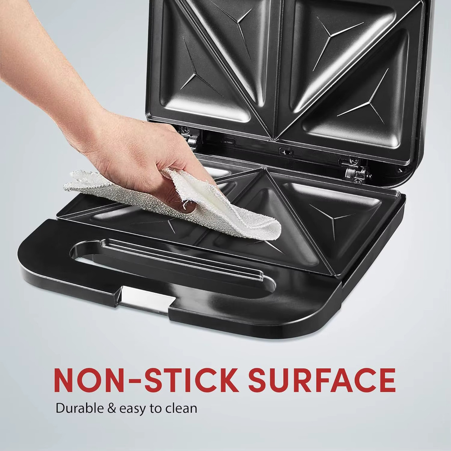 Yabano Elektrischer Sandwichmaker in Schwarz mit Antihaftplatten und Cool-Touch-Griff - Bild 4