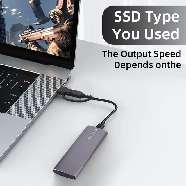 deepartner M.2 NVMe SSD-Gehäuse mit 10Gbps für NGFF und NVMe, externes USB 3.1 Gehäuse inklusive USB-A zu USB-C Kabel, kompatibel mit 2230/2242/2260/2280 Formfaktoren - Bild 1