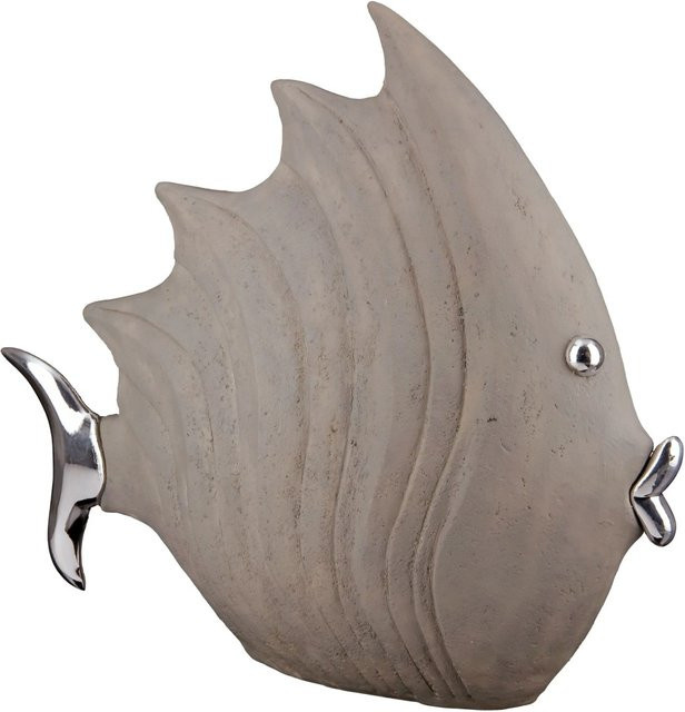 Gilde Figur Fisch in Grau und Silber, moderne Tischdekoration, Breite: 26 cm, Höhe: 29 cm - Bild 1