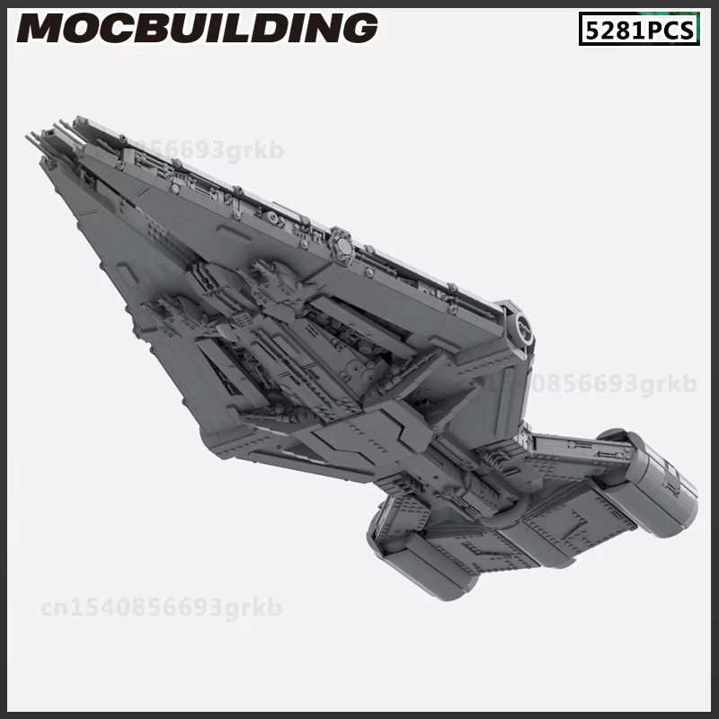 MOCBUILDING Weltraum Schlachtschiff und Starfighter DIY Ziegel Modell Set in Grau - Bild 3