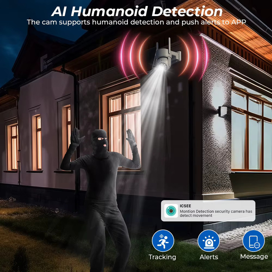 ANBIUX HD 8MP Drahtlose Solarkamera Outdoor WiFi PTZ IP Kamera mit eingebauter Batterie in Weiß für iCsee App Videoüberwachung - Bild 3