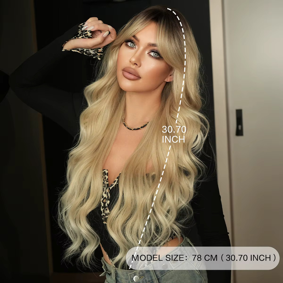 NAMM Perücke, blonde Locken mit Pony, synthetisch, Damen - Bild 2
