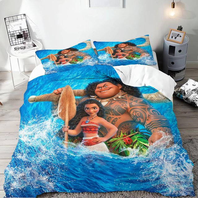 Paslu Moana Prinzessin Bettwäsche-Set aus Polyester, Blau, 3-teilig, B/H: 135 x 200 cm - Bild 1