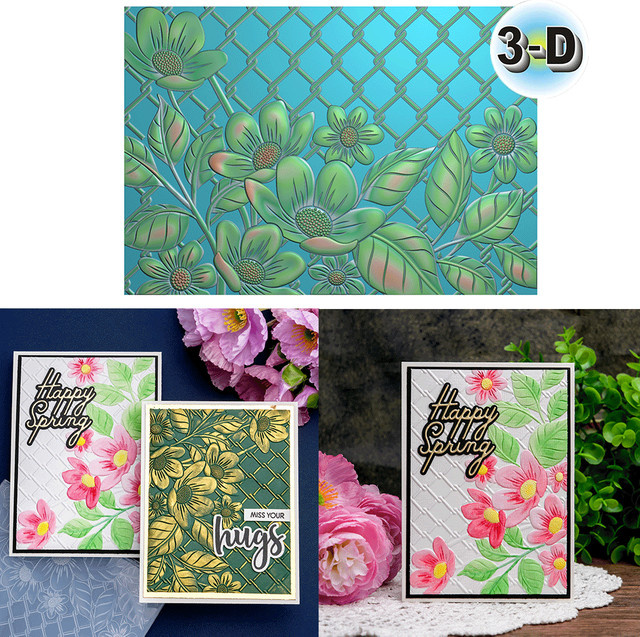 Dekoratives Bastelpapier mit 3D-Blumengitter-Prägung in Mehrfarbig für DIY-Projekte und Sammelalben - Bild 1