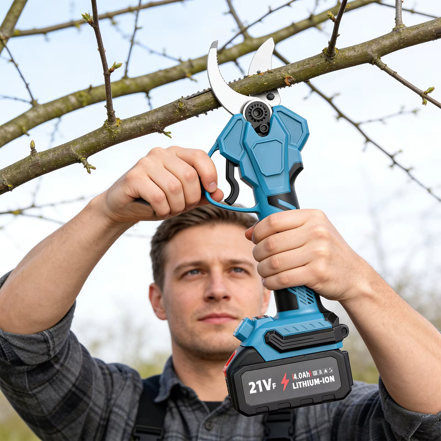 Elektrische Gartenschere mit 50mm Schneidkapazität und Teleskopstange, kabellos und bürstenlos, kompatibel mit Makita 21V LXT Akkus, Blau - Bild 7