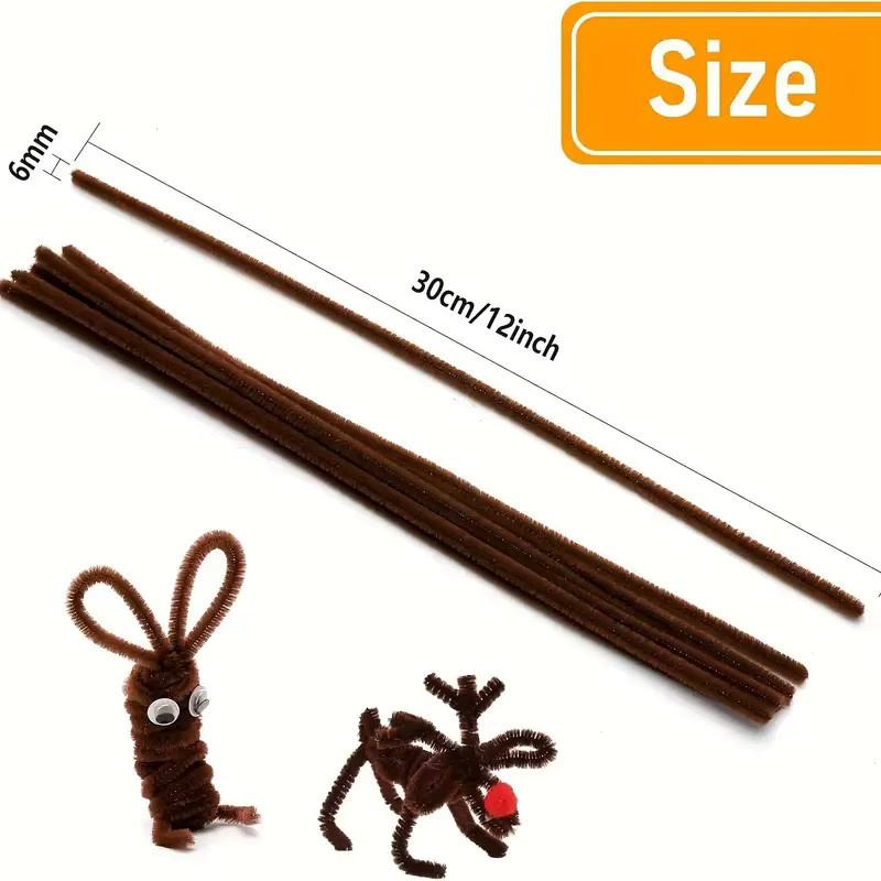 Mehrfarbige Chenille-Stäbchen als Bastelzubehör für deine Kunst- und Weihnachts-DIY-Projekte, 250/500 Stück in Multicolor und Braun - Bild 2