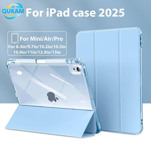 Qukam Acryl-Schutzhülle für iPad Air 11 und iPad Pro 11 mit Stifthalter in Pink - Bild 1