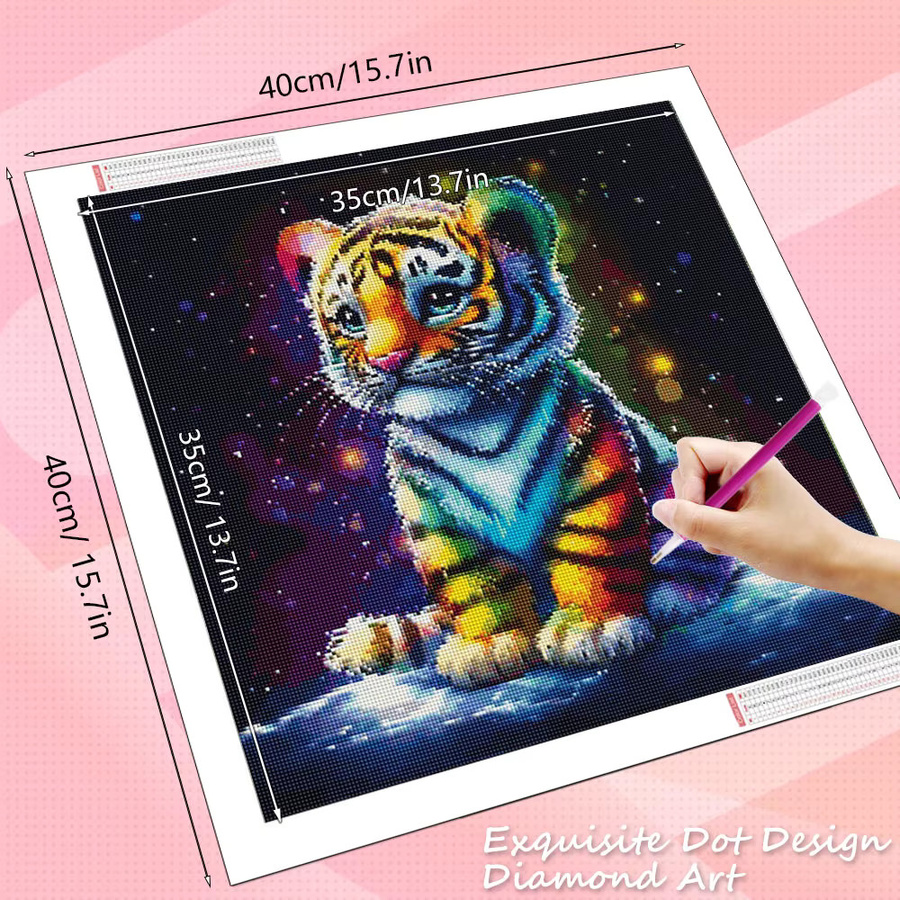 HUACAN 5D DIY Diamantmosaik Tiger Tier Malerei mit runden Strasssteinen in Multicolour, B/H: 35 x 20 cm - Bild 2