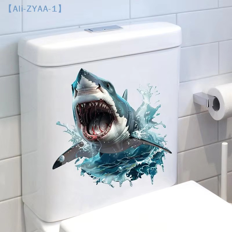 ZYAA-1 3D-Hai Wandaufkleber in Blau, wasserfester und selbstklebender Wandsticker für Badezimmer und Schlafzimmer von JETTING - Bild 5