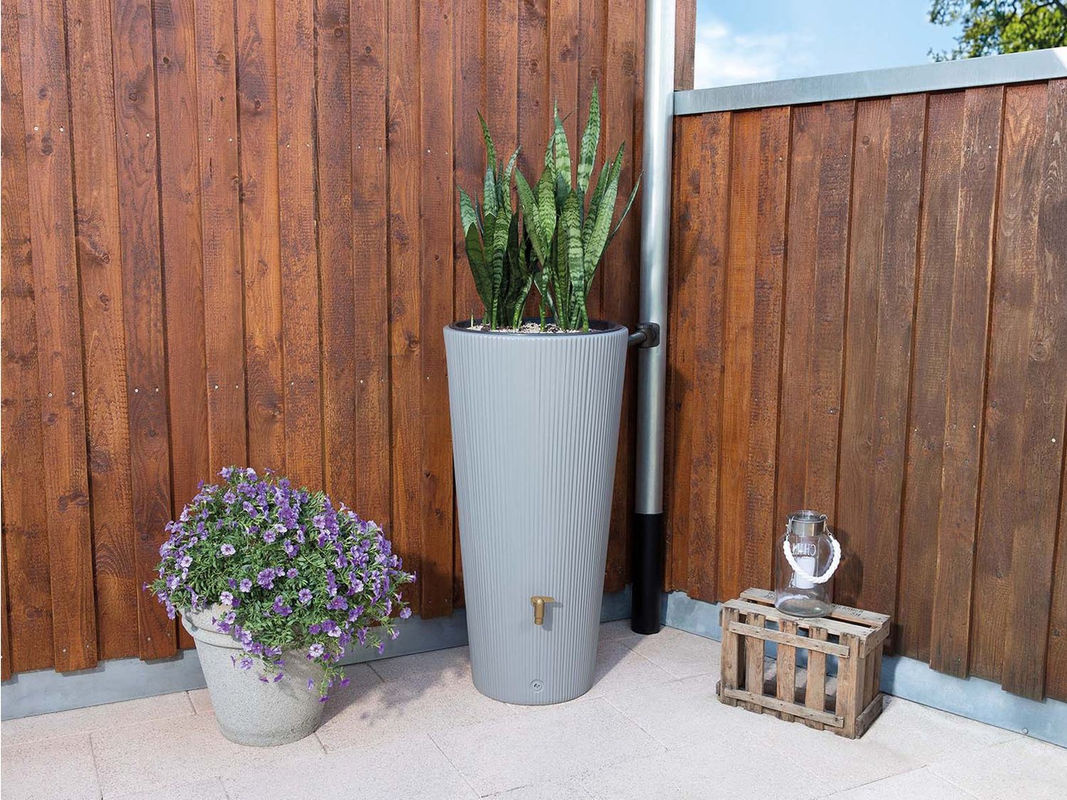 VASO 2in1 DECOR Regenspeicher mit Anschlussset und Auslaufhahn, 220 Liter, zinkgrau - Bild 3