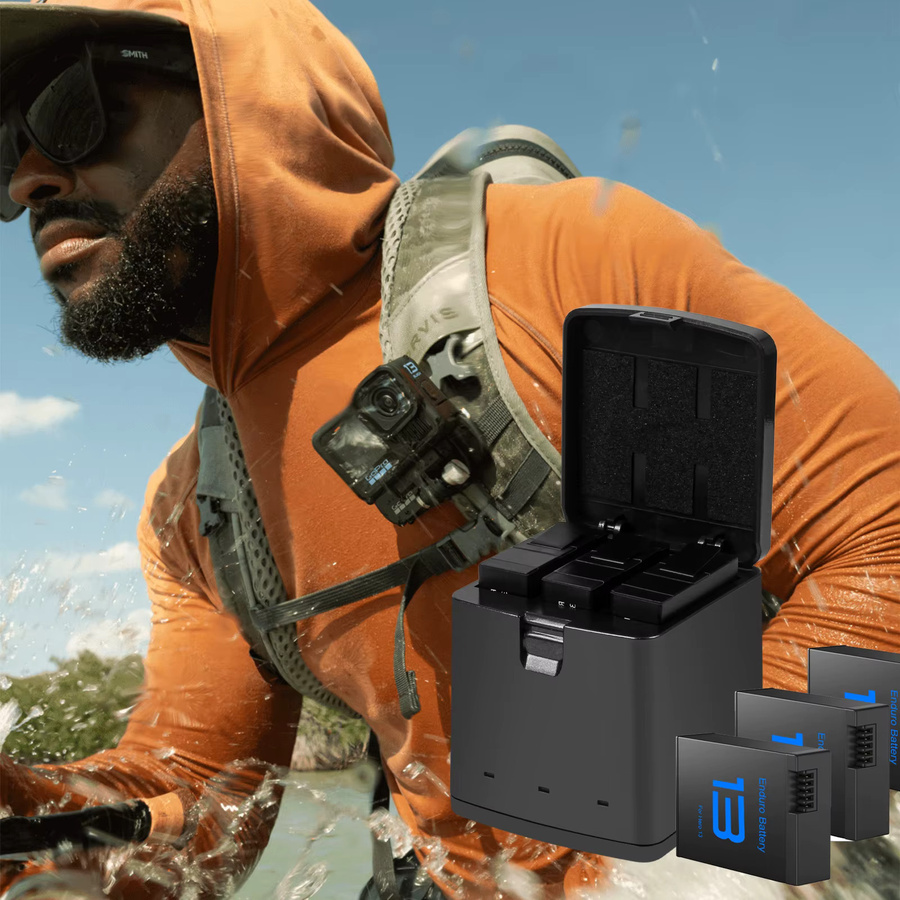 GoPro Hero 13 Akku-Set mit 2100mAh Li-Ion Akkupack, 3-Slot-Ladegerät und Aufbewahrungsbox in Schwarz - Bild 6