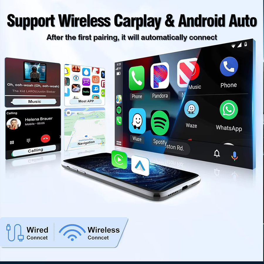 AUTOTOP Wireless CarPlay und Android Auto Interface für VW Skoda Seat MIB2.5 und MIB3, 9,2 Zoll, Schwarz - Bild 2