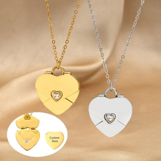 Meaeguet Herz-Halskette Edelstahl, Gold, Zirkonia, Unisex - Bild 1