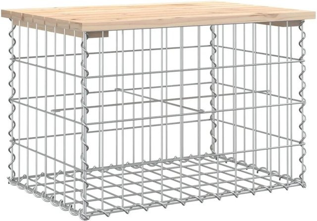 DELUKE Gartenbank Gabionen BIKS aus Stahl und Kiefernholz in Natur, B/T/H: 63 x 44 x 42 cm - Bild 1