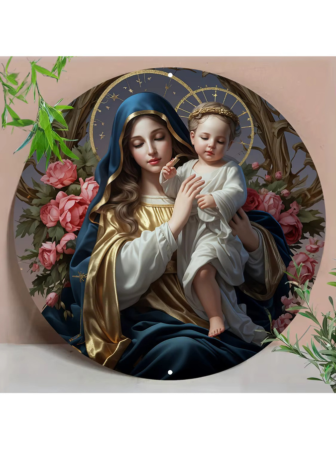 Runde Aluminium-Wandkunst Potdemiel mit Madonna-Motiv in Multicolour, Durchmesser: 20,32 cm - Bild 7