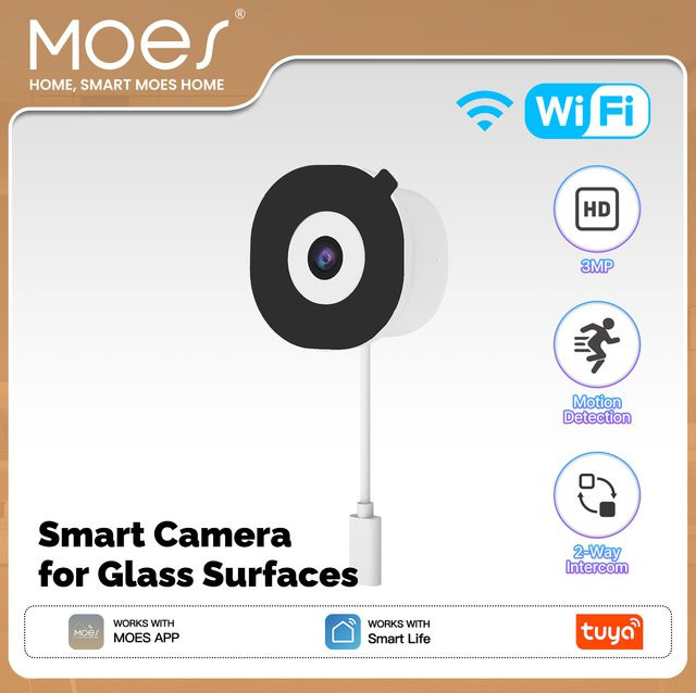 MOES Tuya WLAN Smart Fensterkamera mit 3MP Auflösung, Glasoberflächen-Montage und vollfarbiger Nachtsicht zur Heimsicherheit - Bild 1