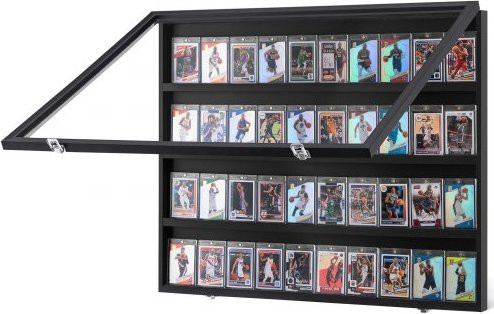 VEVOR Vitrine für Sportkarten als abschließbarer Wandschrank mit UV-Schutz und PC-Glas, Farbe: Schwarz, B/T/H: 77,5 x 61,7 x 5,5 cm - Bild 1