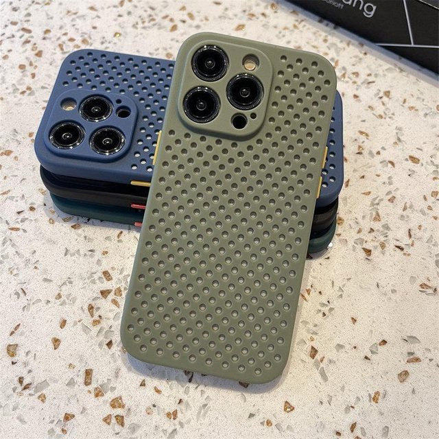 Rui Di Atmungsaktive Kühlende Handyhülle aus weichem Silikon für iPhone 17 Air 16 15 14 13 12 11 Pro Max Stoßfest, Hellgrün - Bild 1