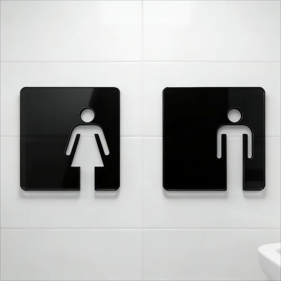 Modernes 3D-Acryl-Toilettenschild von CIFBUY in Schwarz, selbstklebende Toilettentürplakette für professionelle Anwendungen - Bild 3